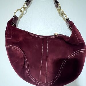 Coach Burgundy Suede Hobo Bag D0793-F10934